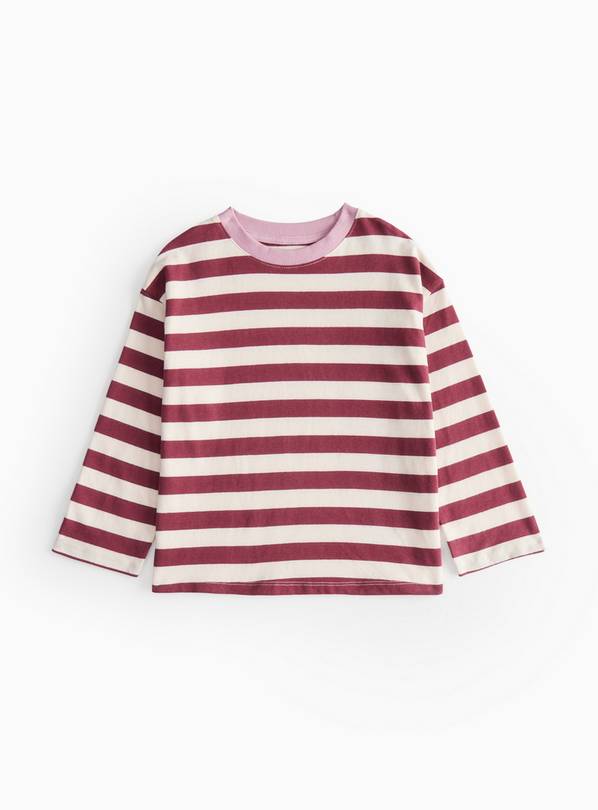 Burgundy Striped Heavy Jersey T-Shirt 12 years